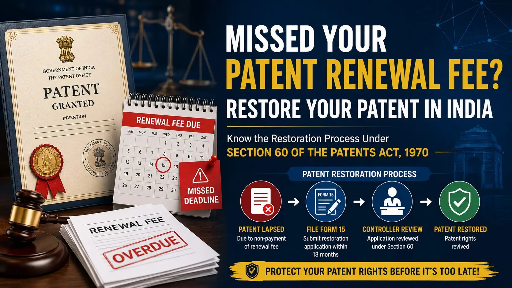 You are currently viewing Missed Your Patent Renewal Fee? Here’s How to Restore Your Patent India